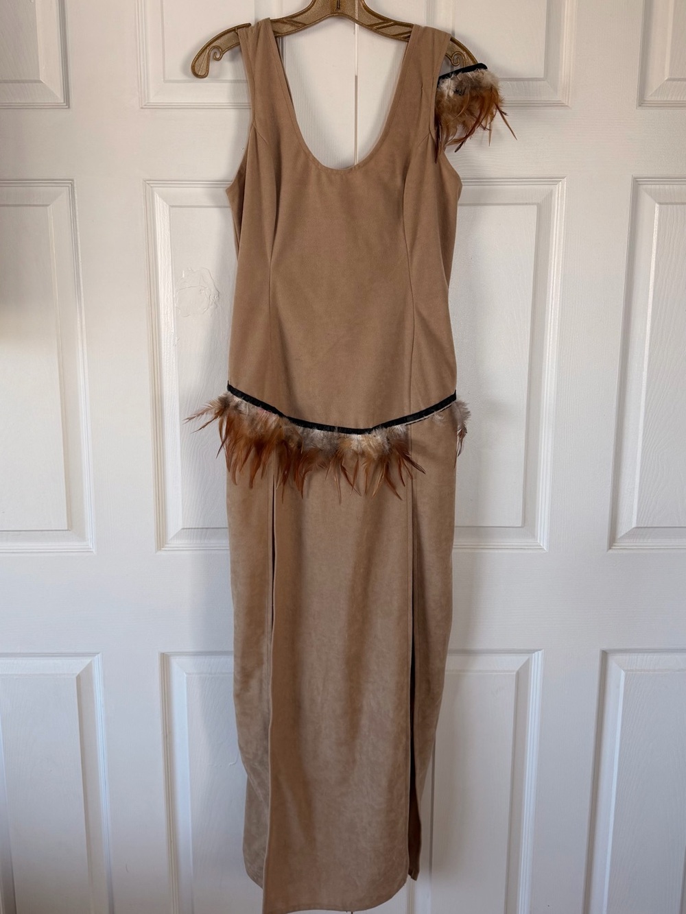 Cinema Secrets Tan Feather-Trim